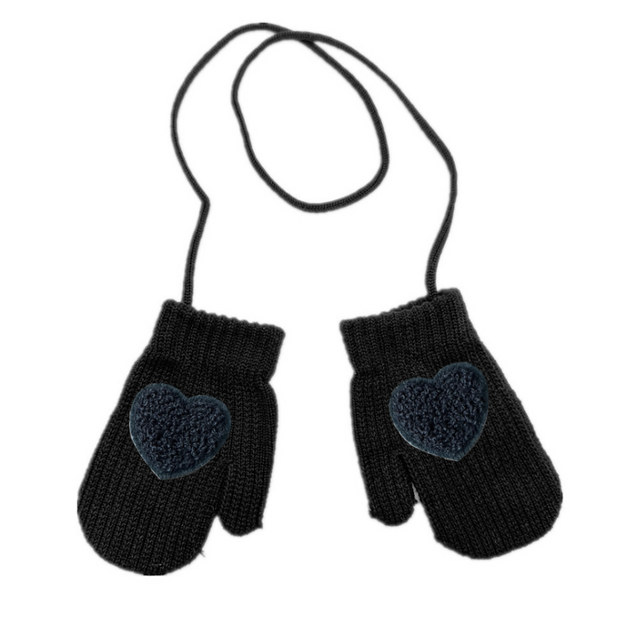 Black Mittens Black Heart
