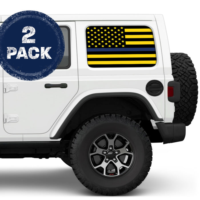 Black & Yellow Thin Blue Line Side Windows Printed Vinyl Decal