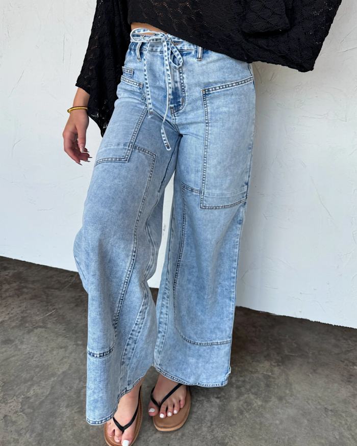 Blakeley Say Yes Tie Waist Wide Leg Jeans FINAL SALE Blakeley