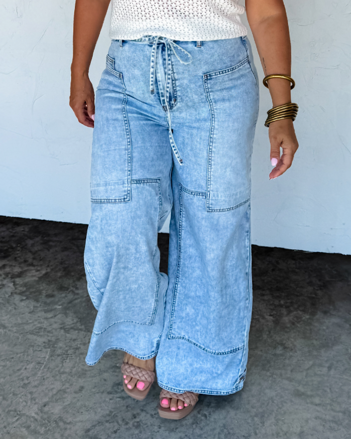 Blakeley Say Yes Tie Waist Wide Leg Jeans FINAL SALE Blakeley