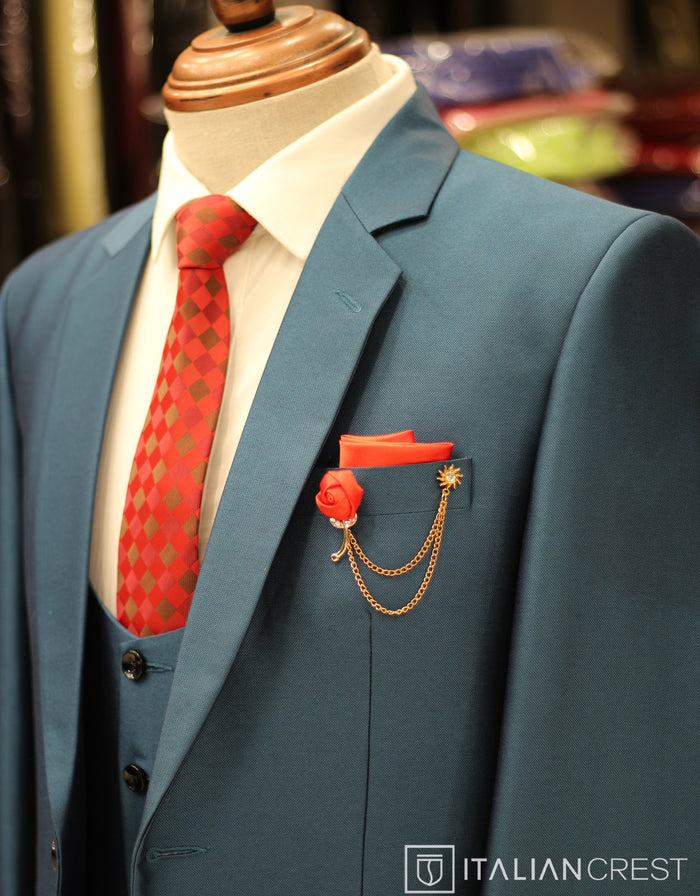 Blue 3-Piece Notch Lapel Suit