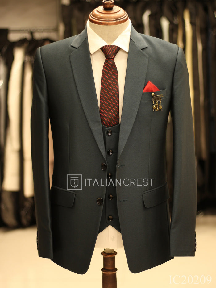 Blue 3-Piece Notch Lapel Suit