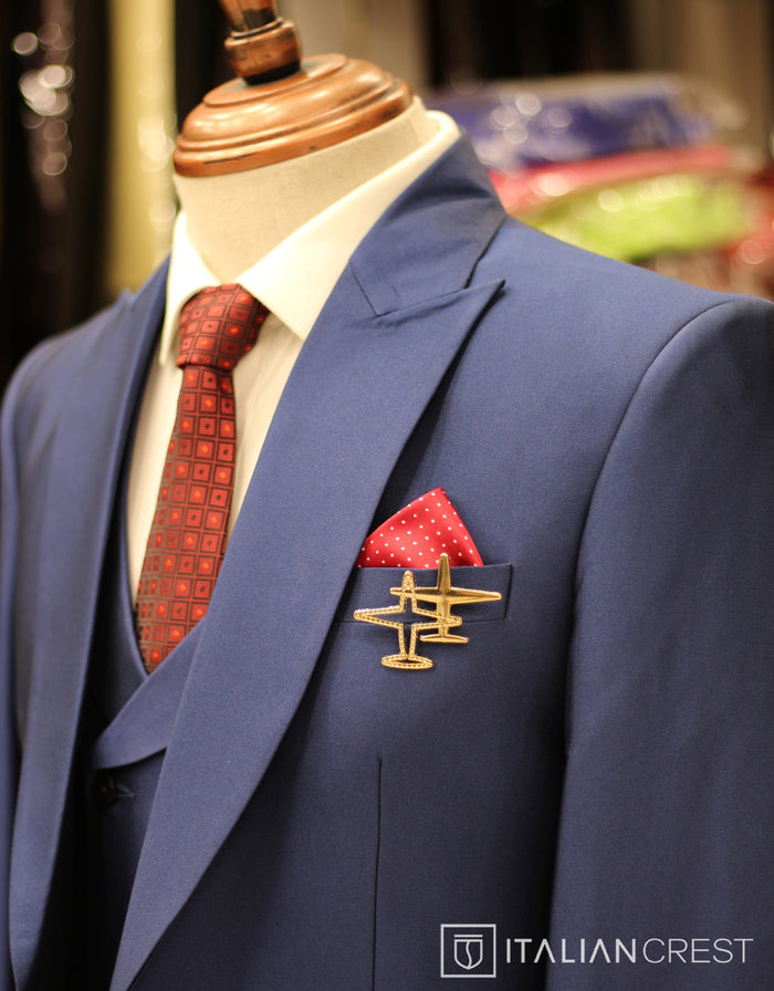 Blue 3-Piece Peak Lapel Suit