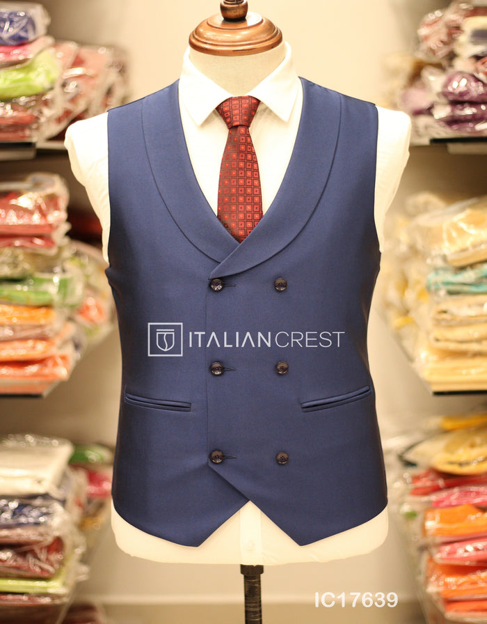 Blue 3-Piece Peak Lapel Suit
