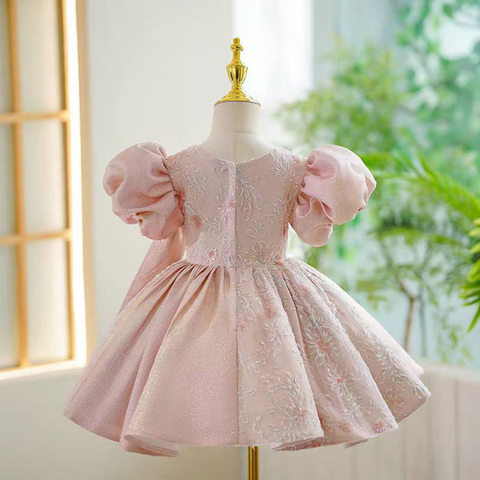 Blue Blocking Color Girl Dress for Princess Kids 1st Birthday Party J774