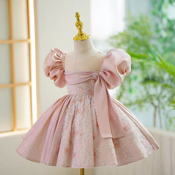 Blue Blocking Color Girl Dress for Princess Kids 1st Birthday Party J774
