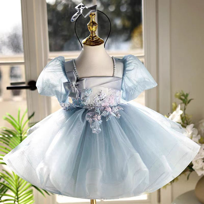 Blue Girl Dress Wedding Birthday Party Holiday Celebration J761