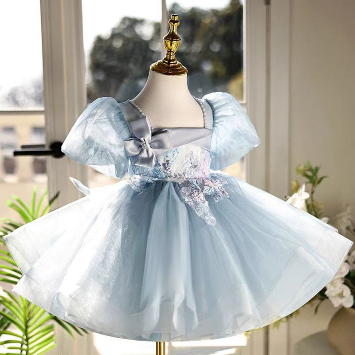 Blue Girl Dress Wedding Birthday Party Holiday Celebration J761