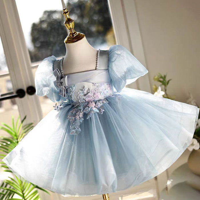 Blue Girl Dress Wedding Birthday Party Holiday Celebration J761