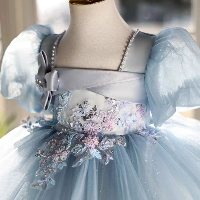 Blue Girl Dress Wedding Birthday Party Holiday Celebration J761