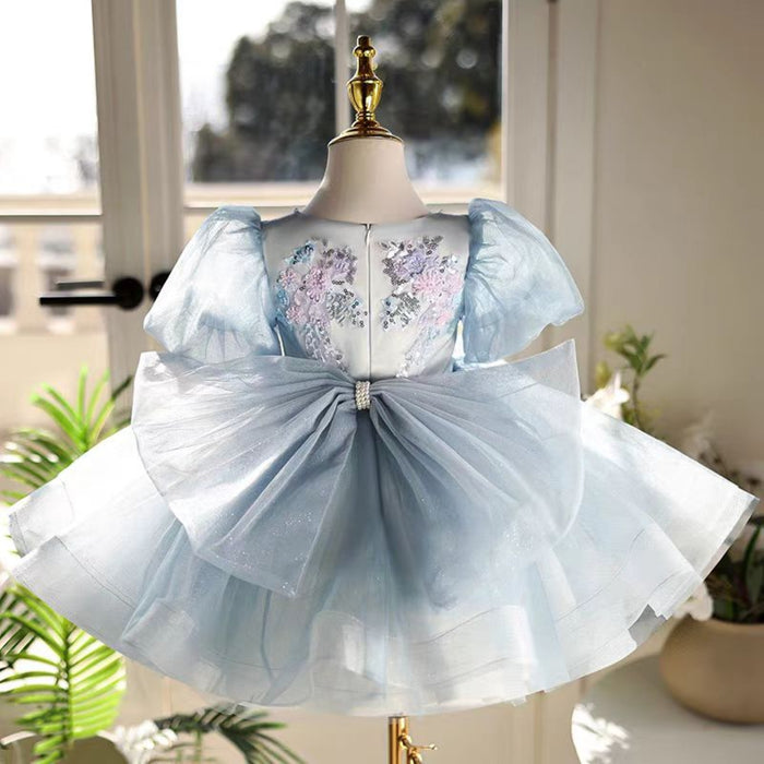 Blue Girl Dress Wedding Birthday Party Holiday Celebration J761