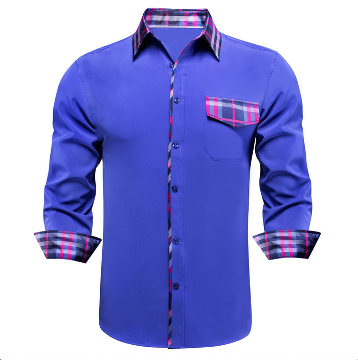 Blue Red Stitching Shirt- CY-1212 - SimonVon Shop
