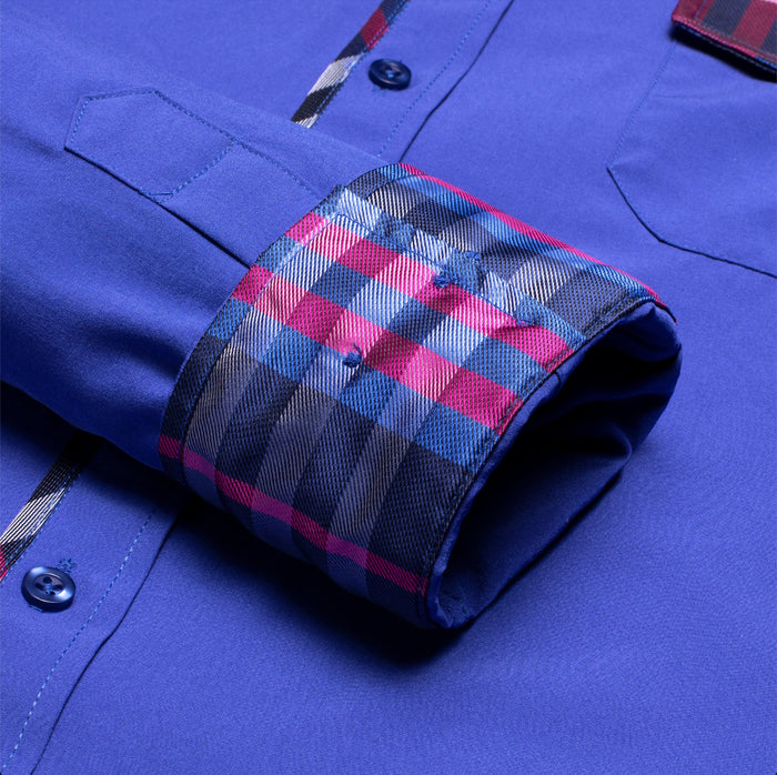 Blue Red Stitching Shirt- CY-1212 - SimonVon Shop