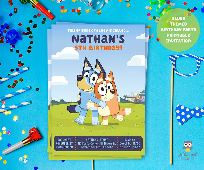 BLUEY Themed Birthday Party Printable Invitation