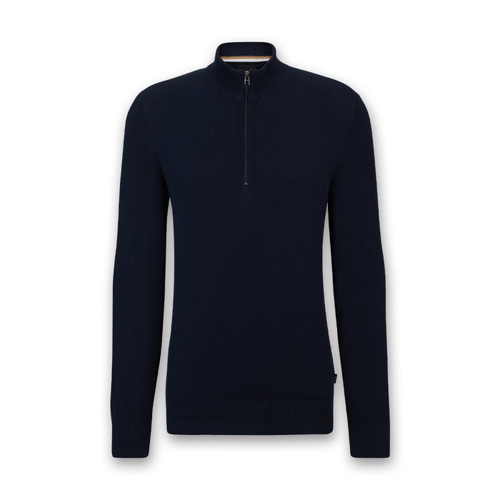 Boss - Ebrando_P Zip Neck Sweater in Navy - Nigel Clare