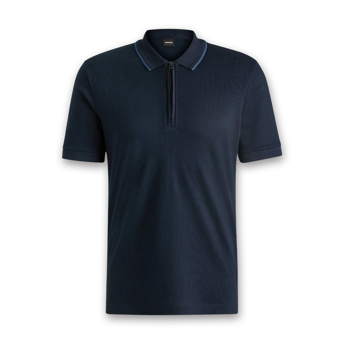 Boss - H-Paras Zip Neck Polo in Navy - Nigel Clare