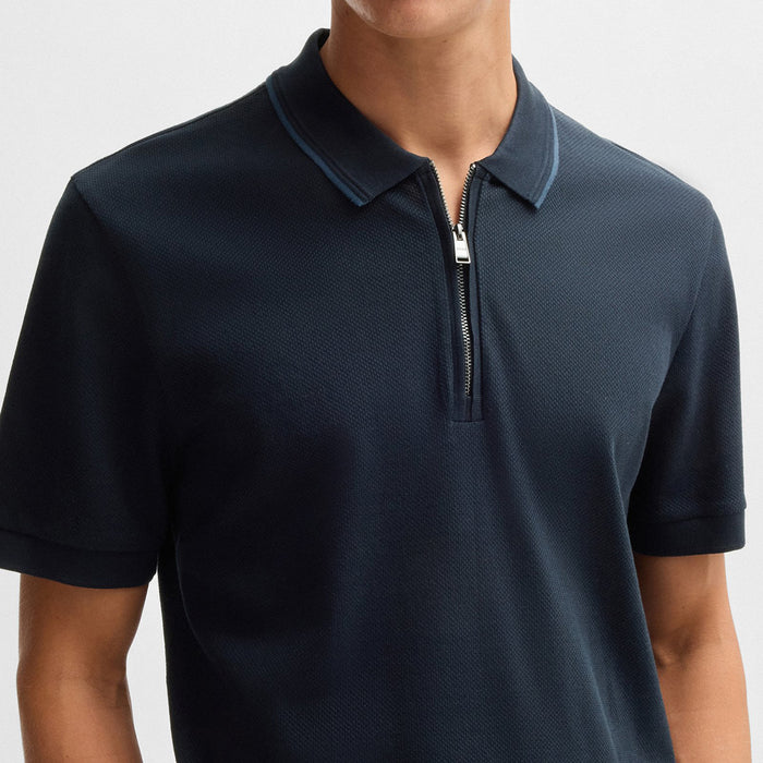 Boss - H-Paras Zip Neck Polo in Navy - Nigel Clare