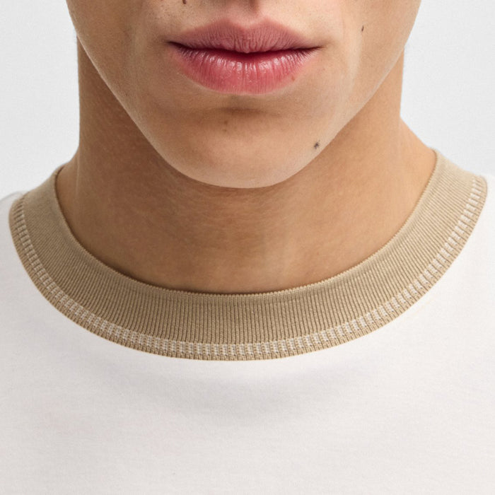 Boss - H-Tessler Collar Stripe T-Shirt in White - Nigel Clare