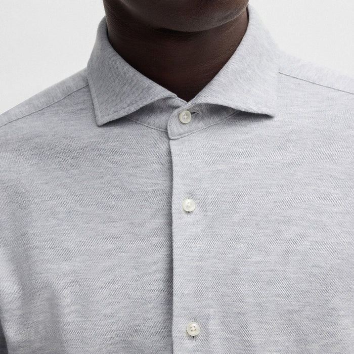 Boss - P-Hank-Spread Slim Fit Shirt in Light Grey - Nigel Clare