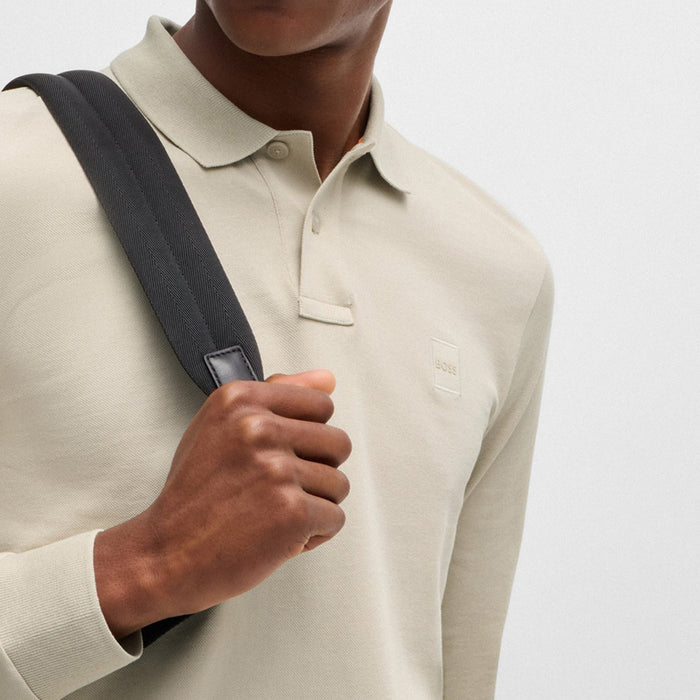 Boss - Passerby Slim Fit LS Polo in Natural - Nigel Clare