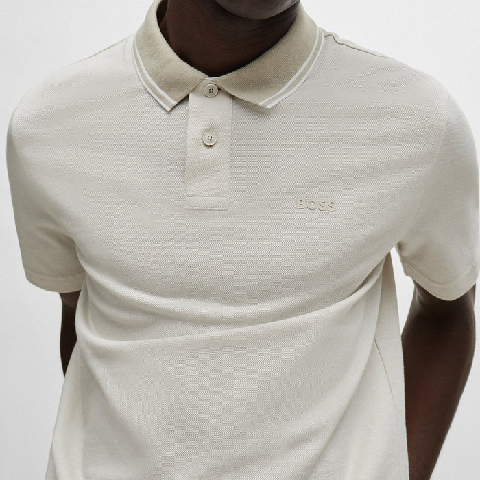 Boss - PeoxfordNew Relaxed Fit Polo in Natural - Nigel Clare