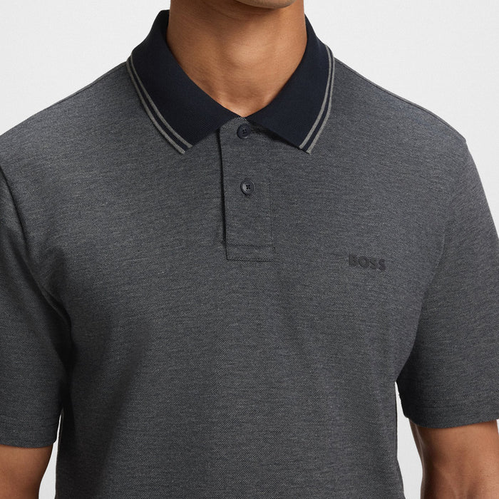 Boss - PeoxfordNew Relaxed Fit Polo in Navy Marl - Nigel Clare