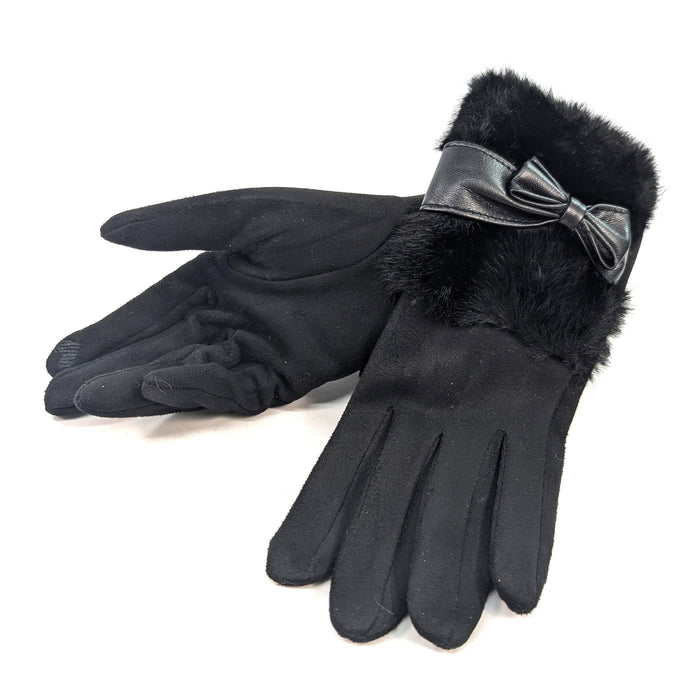 Bow And Faux Gloves - Black