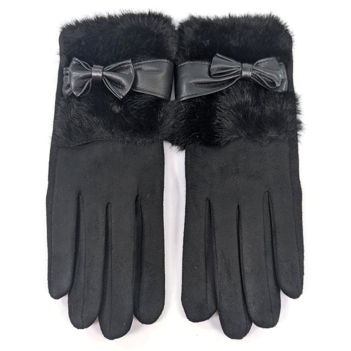 Bow And Faux Gloves - Black