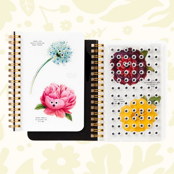 Forager Provisions LTD Brass Monkey Best Buds sticker book featuring vintage floral illustrations and googly eyes.