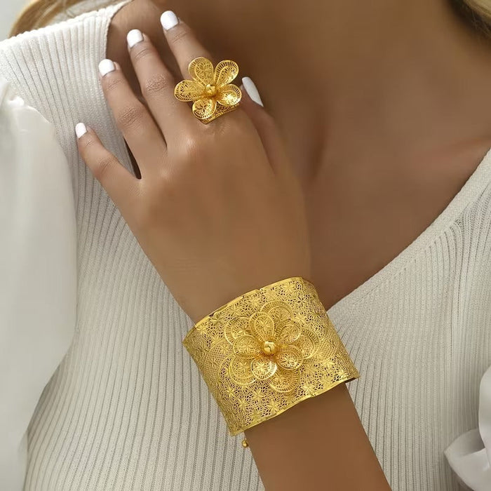 Bridal Dress Hollow Flower Bracelet
