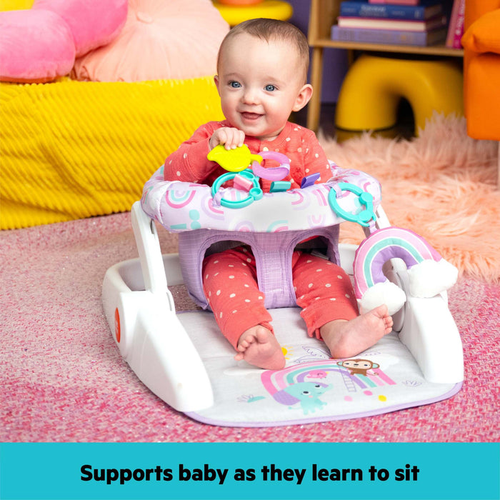 Purple Paradise Learn-to-Sit 2-position floor seat for babies 4-12 months with toys and padded support