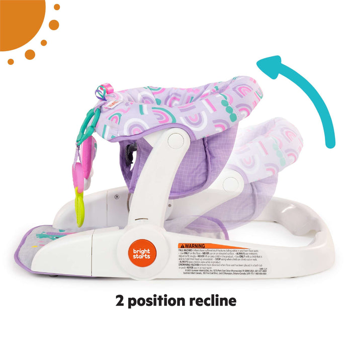 Purple Paradise Learn-to-Sit 2-Position Floor Seat for babies 4-12 months with padded support and toys