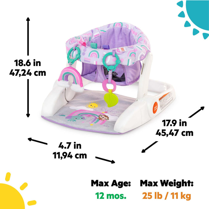 Purple Paradise Learn-to-Sit 2-Position Floor Seat with padded support and attached toys for babies 4-12 months