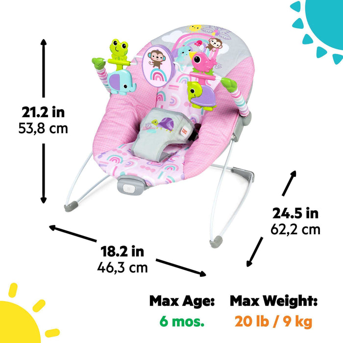 Bright Starts Pink Paradise Vibrating Baby Bouncer, Newborn +