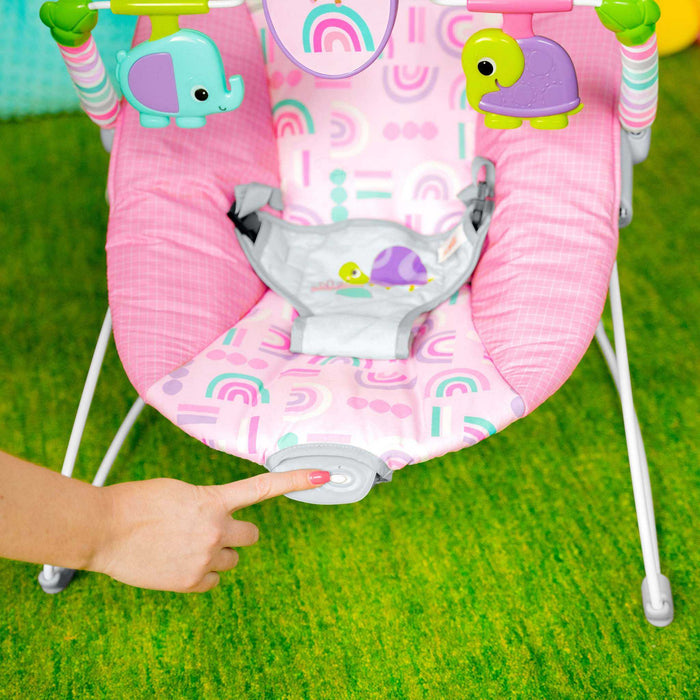 Bright Starts Pink Paradise Vibrating Baby Bouncer, Newborn +