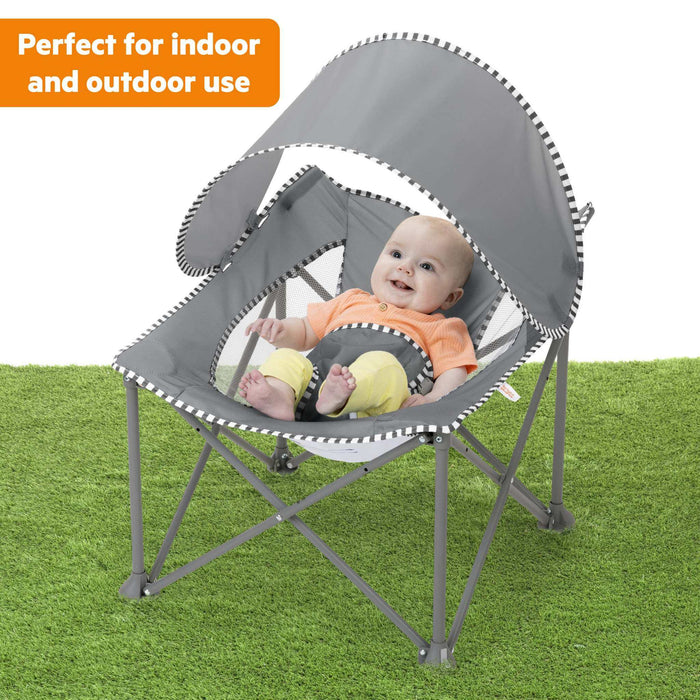 Bright Starts Pop 'N Chill Travel Seat, Grey