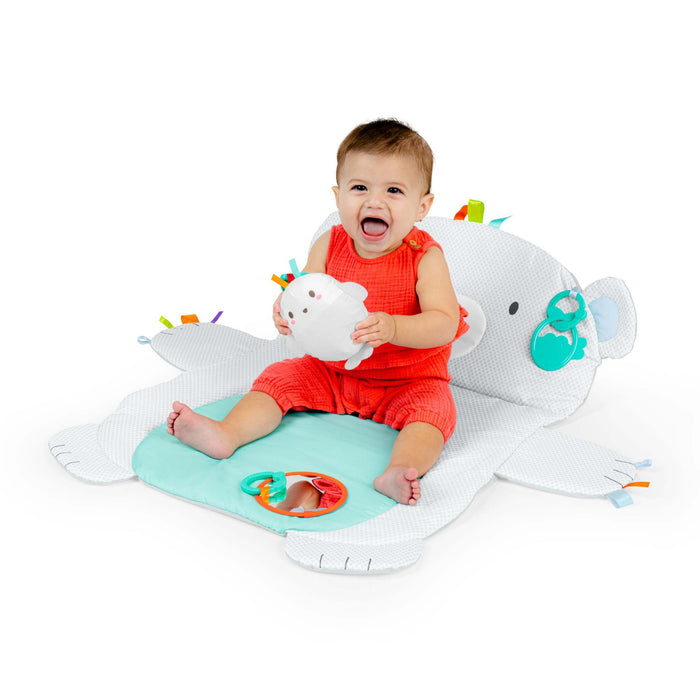 Bright Starts Tummy Time Prop & Play polar bear mat with toys and support pillow for baby play and development