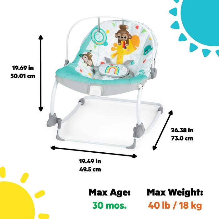 Bright Starts Wild Vibes infant to toddler rocker with vibrating seat and toy bar