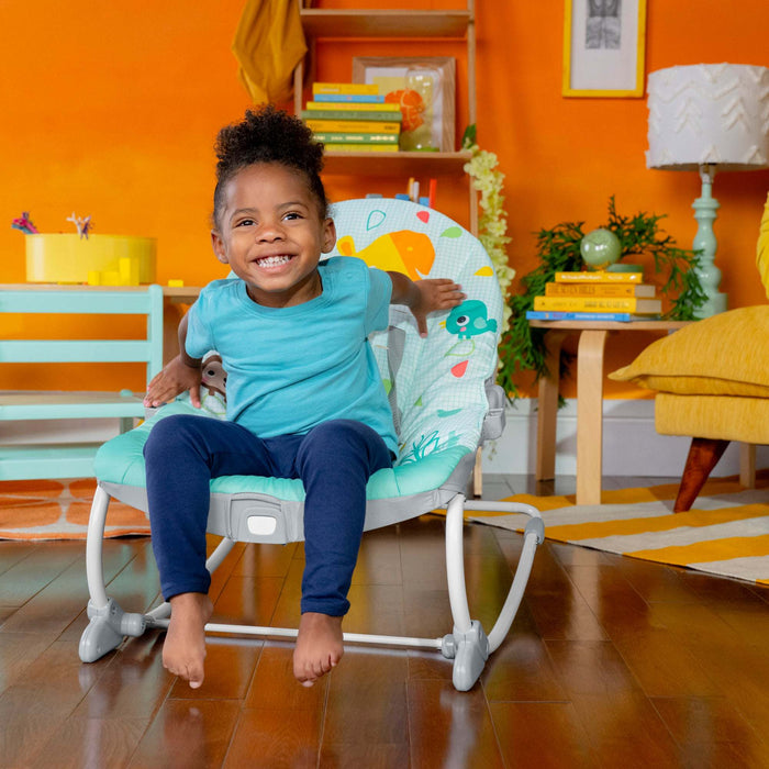 Bright Starts Wild Vibes infant to toddler rocker with vibrating seat and toy bar