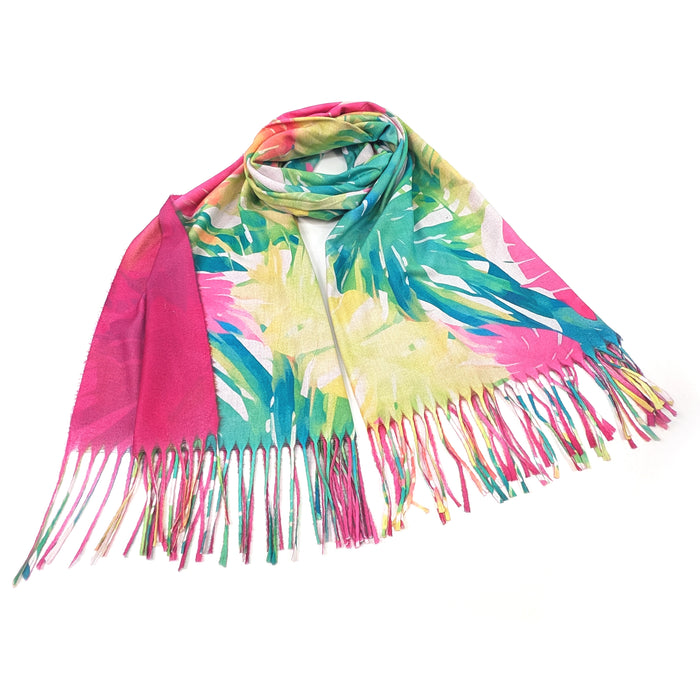 Bright Tropical Flowers Pashmina (70x180cm) - Exclusive Design