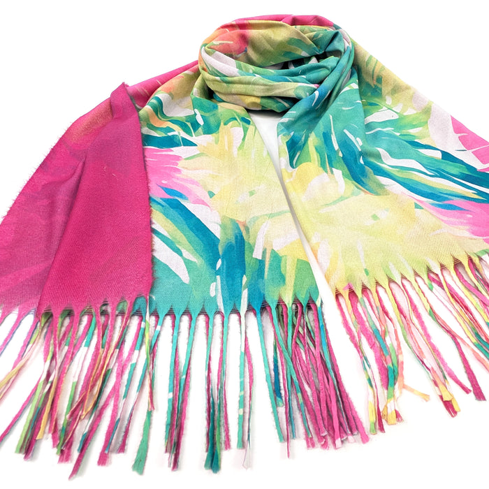 Bright Tropical Flowers Pashmina (70x180cm) - Exclusive Design