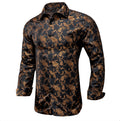 BROWN GOLDEN FLORAL POLYESTER MEN'S SHIRT-CY-1012 - SimonVon Shop