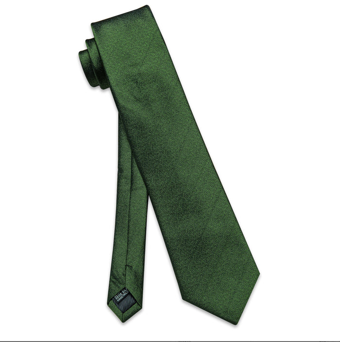 BROWN GREEN SOLID MEN'S TIE POCKET SQUARE HANDKERCHIEF SET-N-9533 - SimonVon Shop