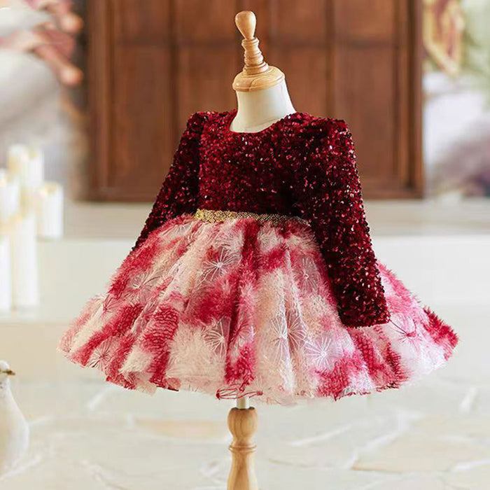Burgundy Girl Dress for Kids Party Ball Gown J721
