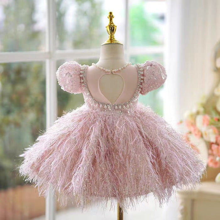 Burgundy Girl Dress Long Sleeve Toddler Kids 1st Birthday Gown J446