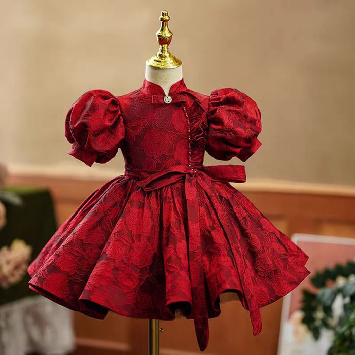 Burgundy Girl Dress Wedding Birthday Holiday Celebration J742
