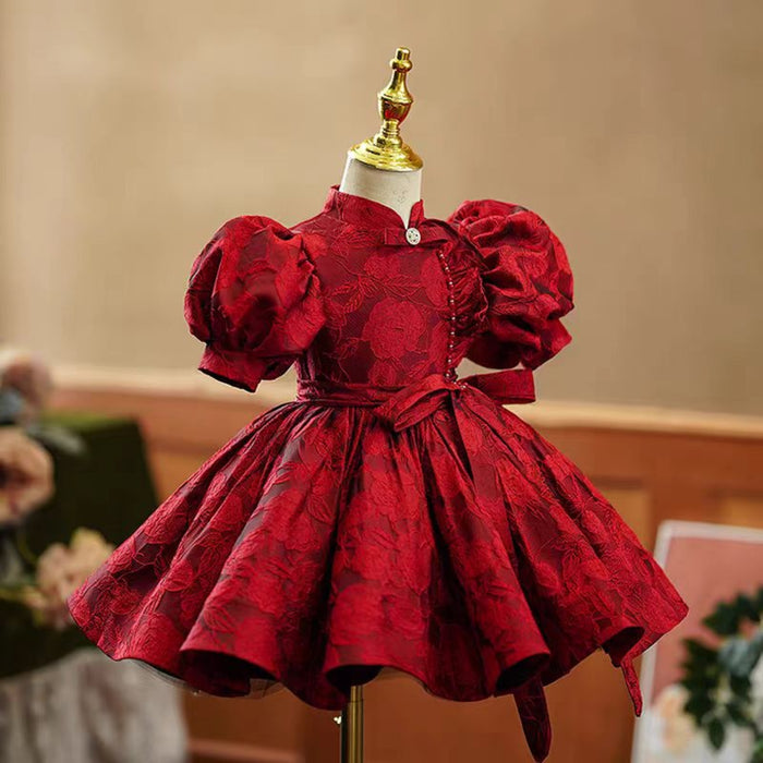 Burgundy Girl Dress Wedding Birthday Holiday Celebration J742