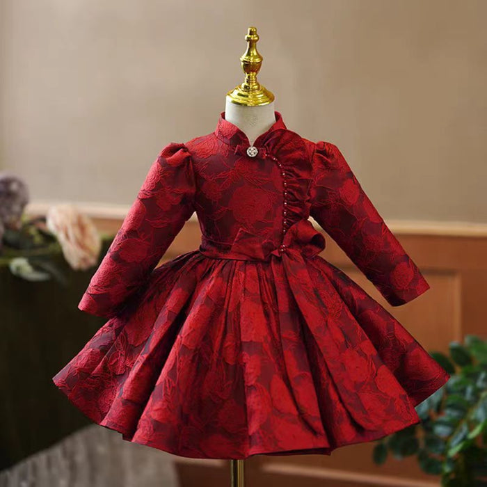 Burgundy Girl Dress Wedding Birthday Holiday Celebration J742