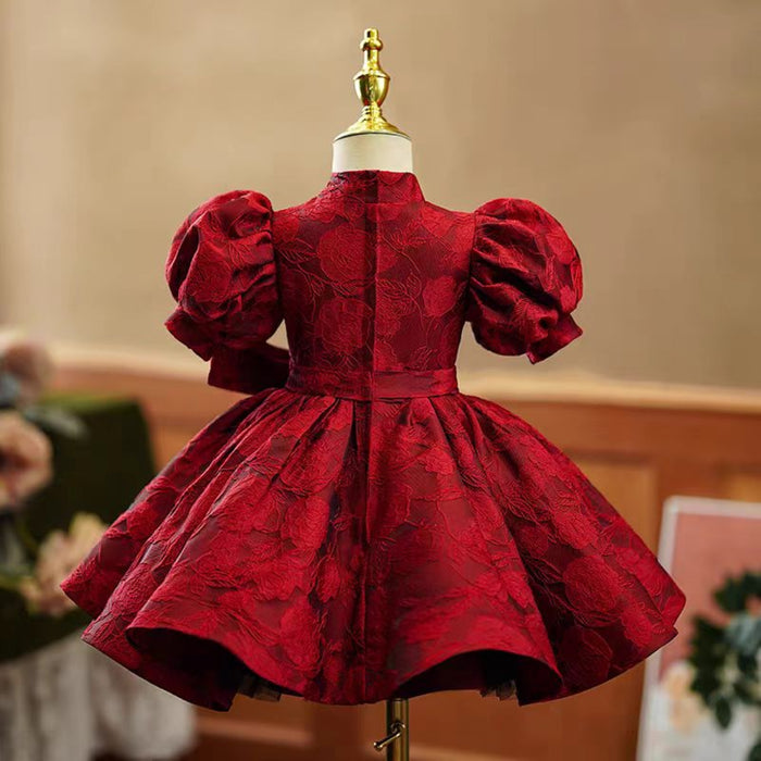 Burgundy Girl Dress Wedding Birthday Holiday Celebration J742