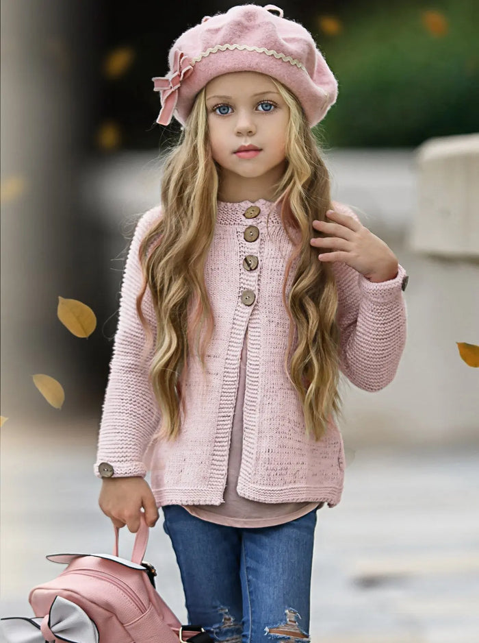 Kids Sweaters & Cardigans | Buttoned Knit Cardigan | Mia Belle Girls